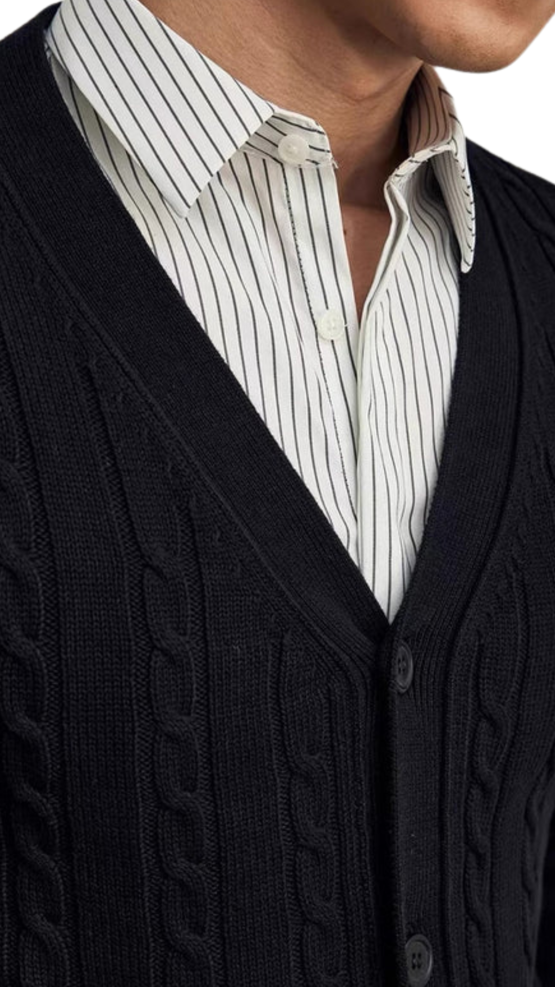 Cable Knit Mareno Cardigan - Soft Grey