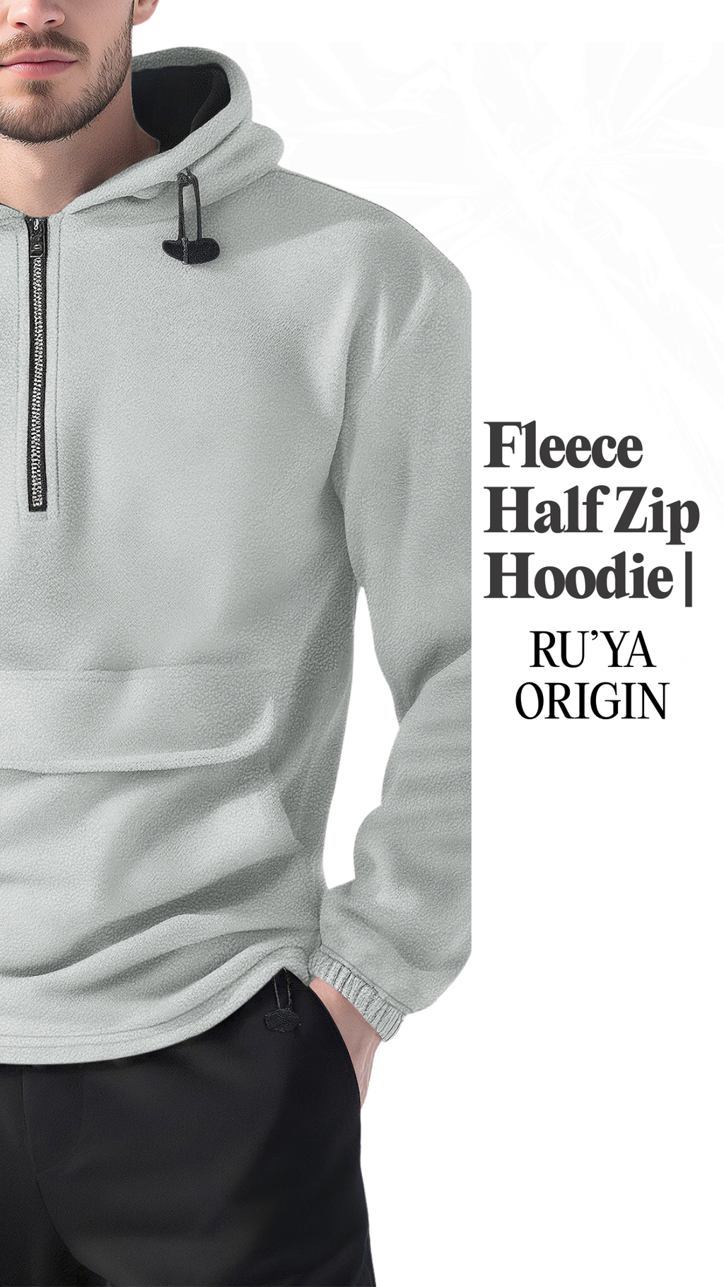 Fleece Half Zip Hoodie - Noir
