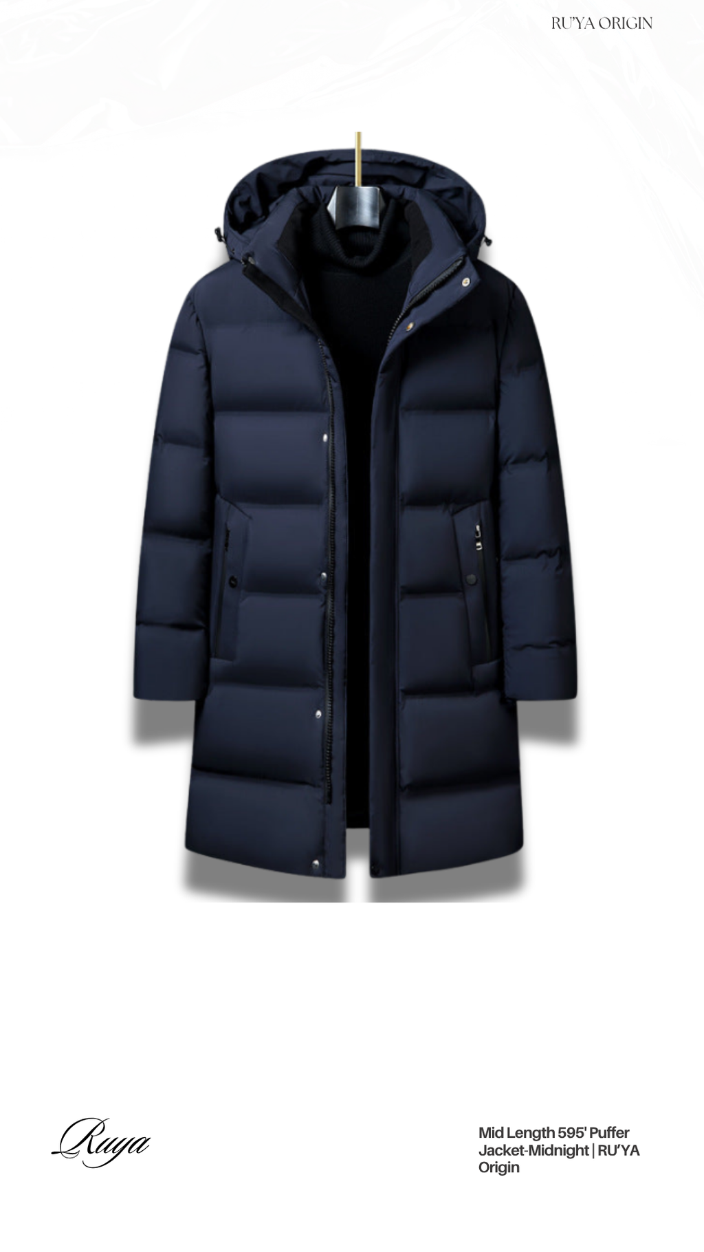 Mid Length 595' Puffer Jacket - Pearl White