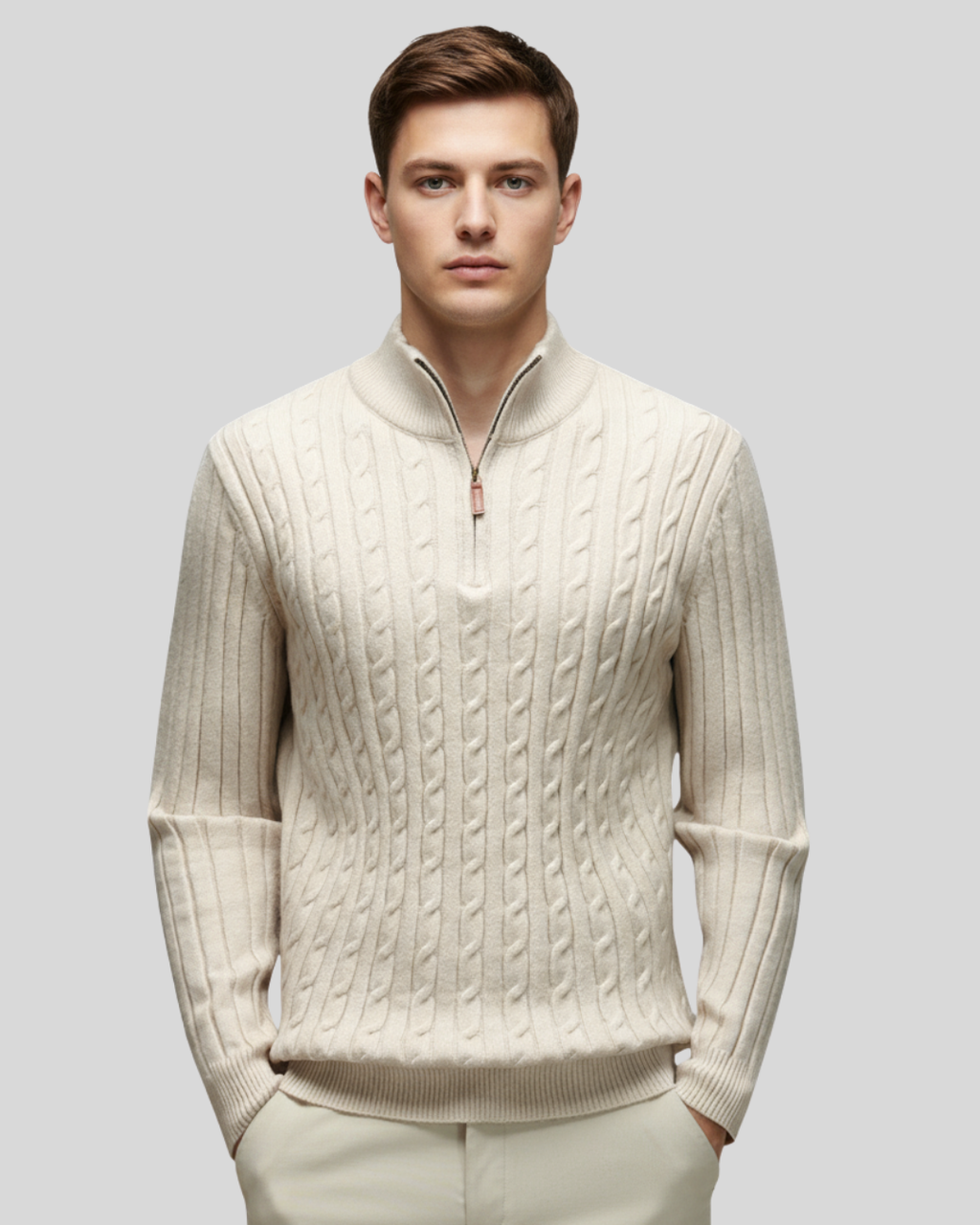 Cable Half Zip Knit
