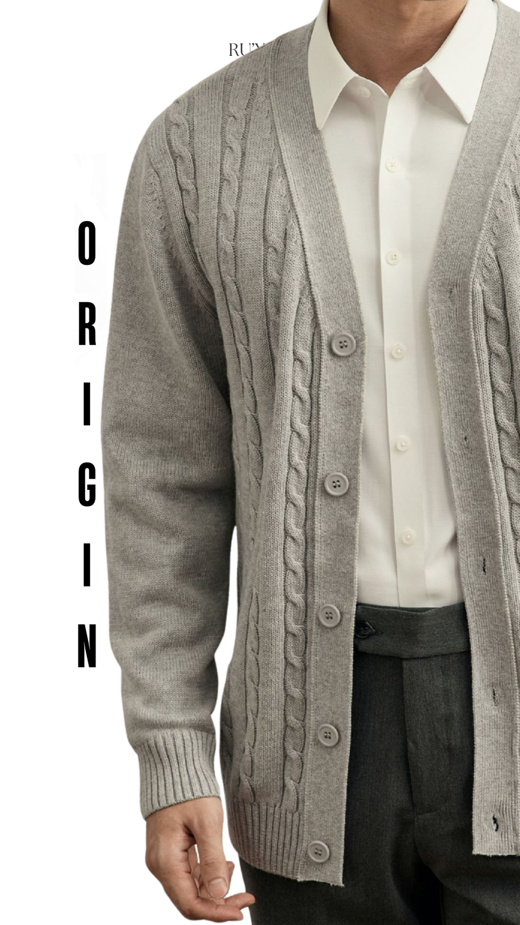 Cable Knit Mareno Cardigan - Soft Grey