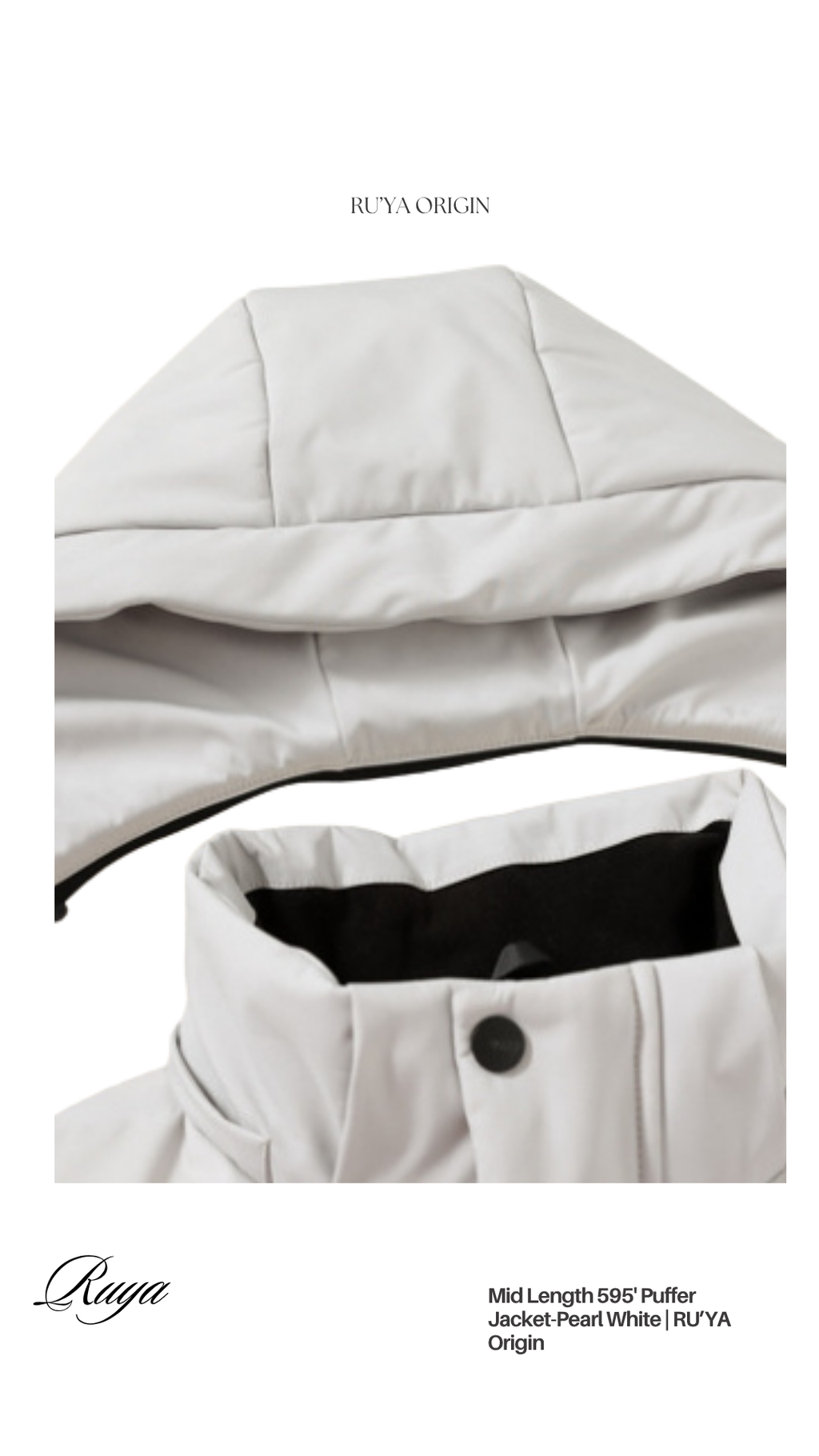 Mid Length 595' Puffer Jacket - Pearl White