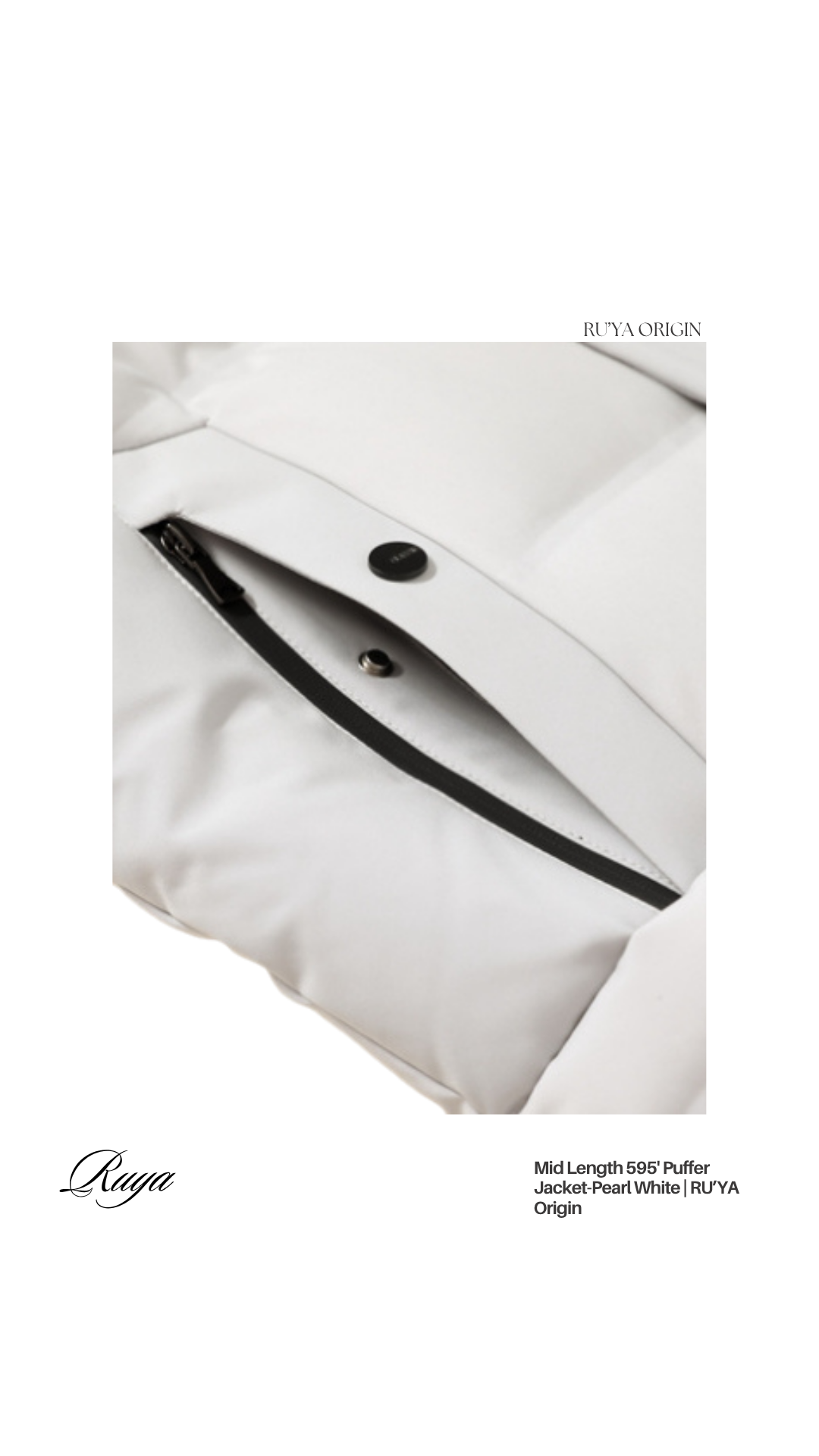 Mid Length 595' Puffer Jacket - Pearl White