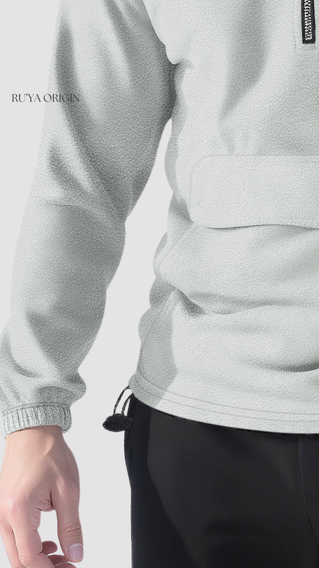 Fleece Half Zip Hoodie - Noir