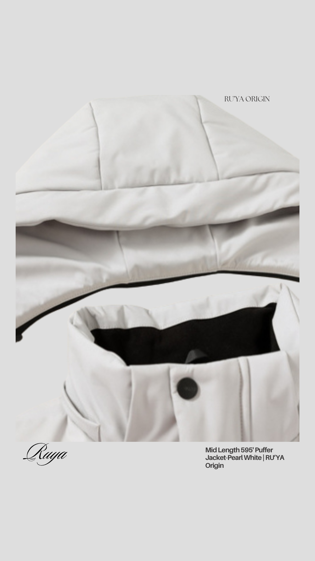 Mid Length 595' Puffer Jacket - Pearl White