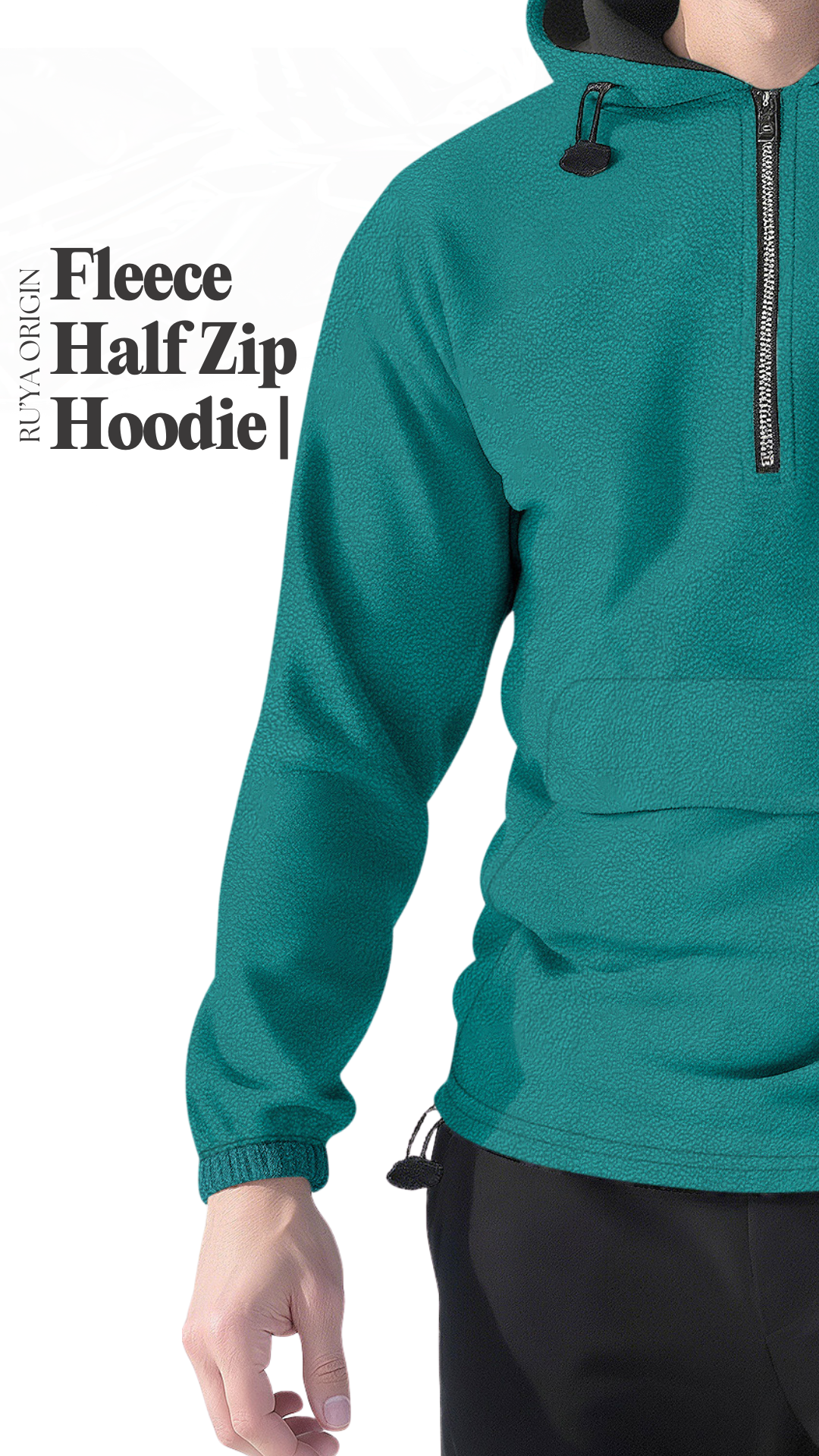 Fleece Half Zip Hoodie - Noir