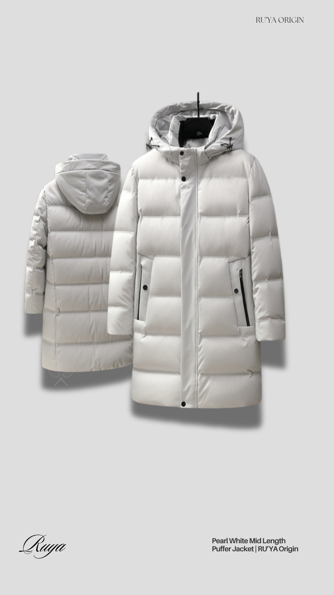 Mid Length 595' Puffer Jacket - Pearl White