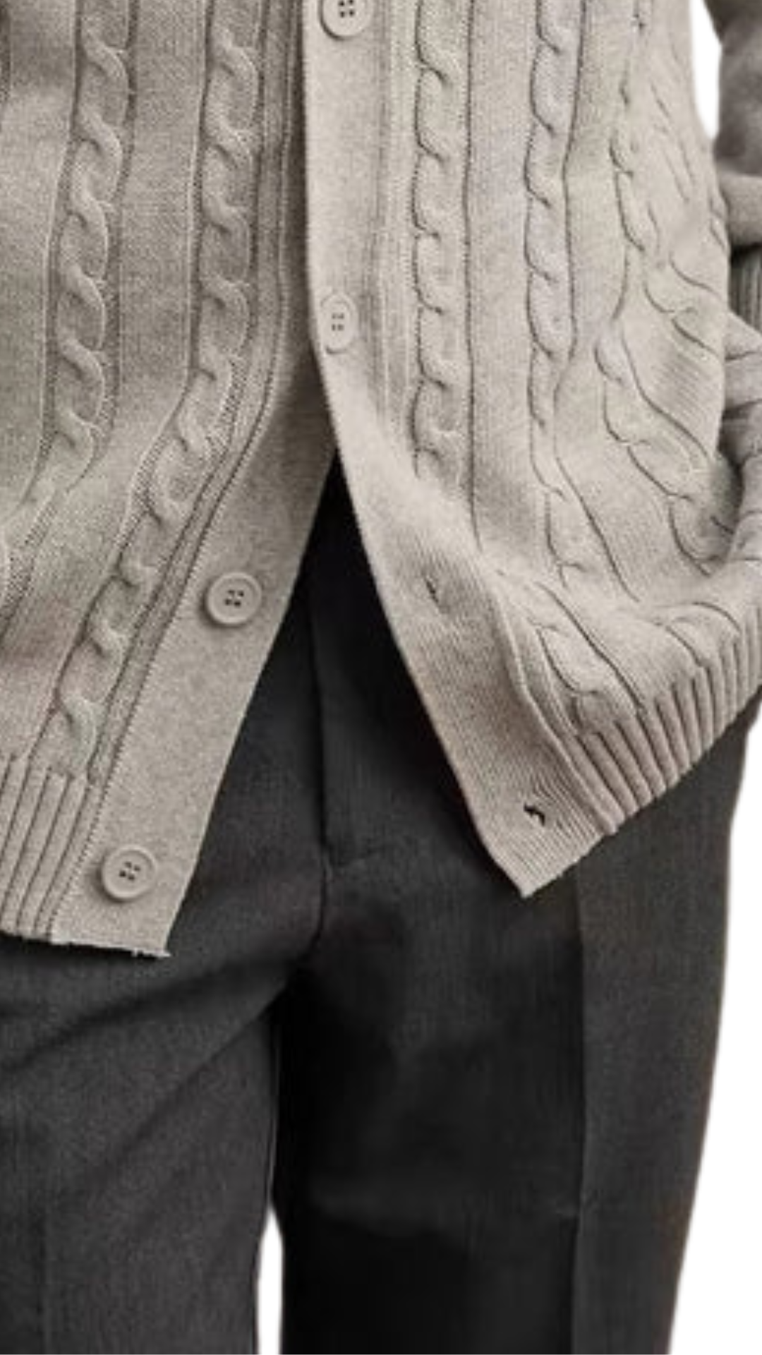 Cable Knit Mareno Cardigan - Soft Grey