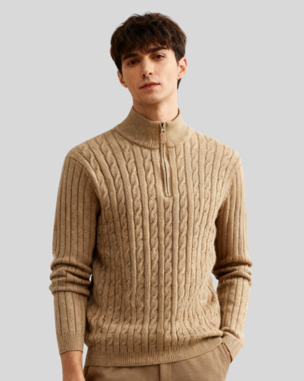 Cable Half Zip Knit