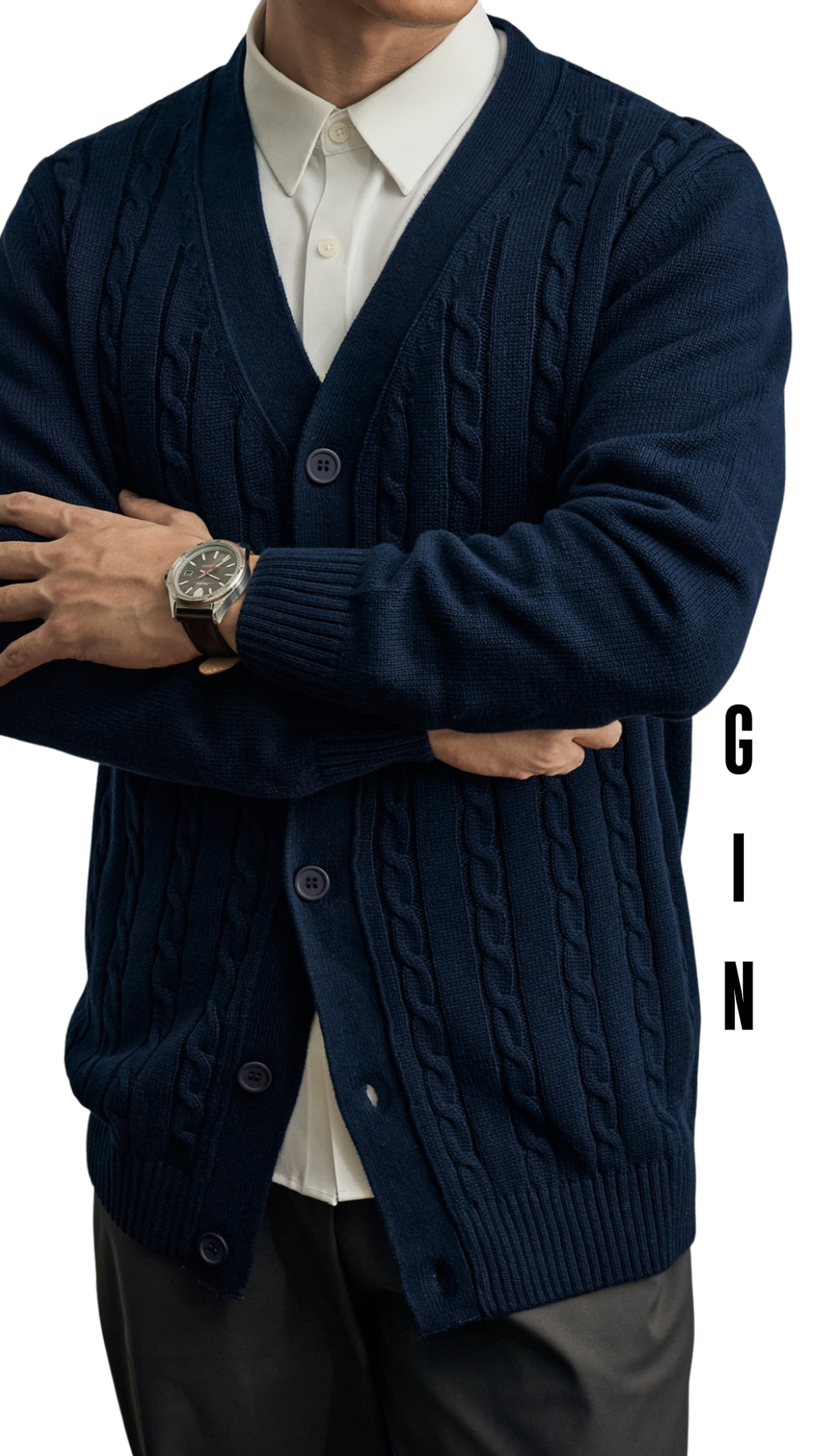 Cable Knit Mareno Cardigan - Soft Grey