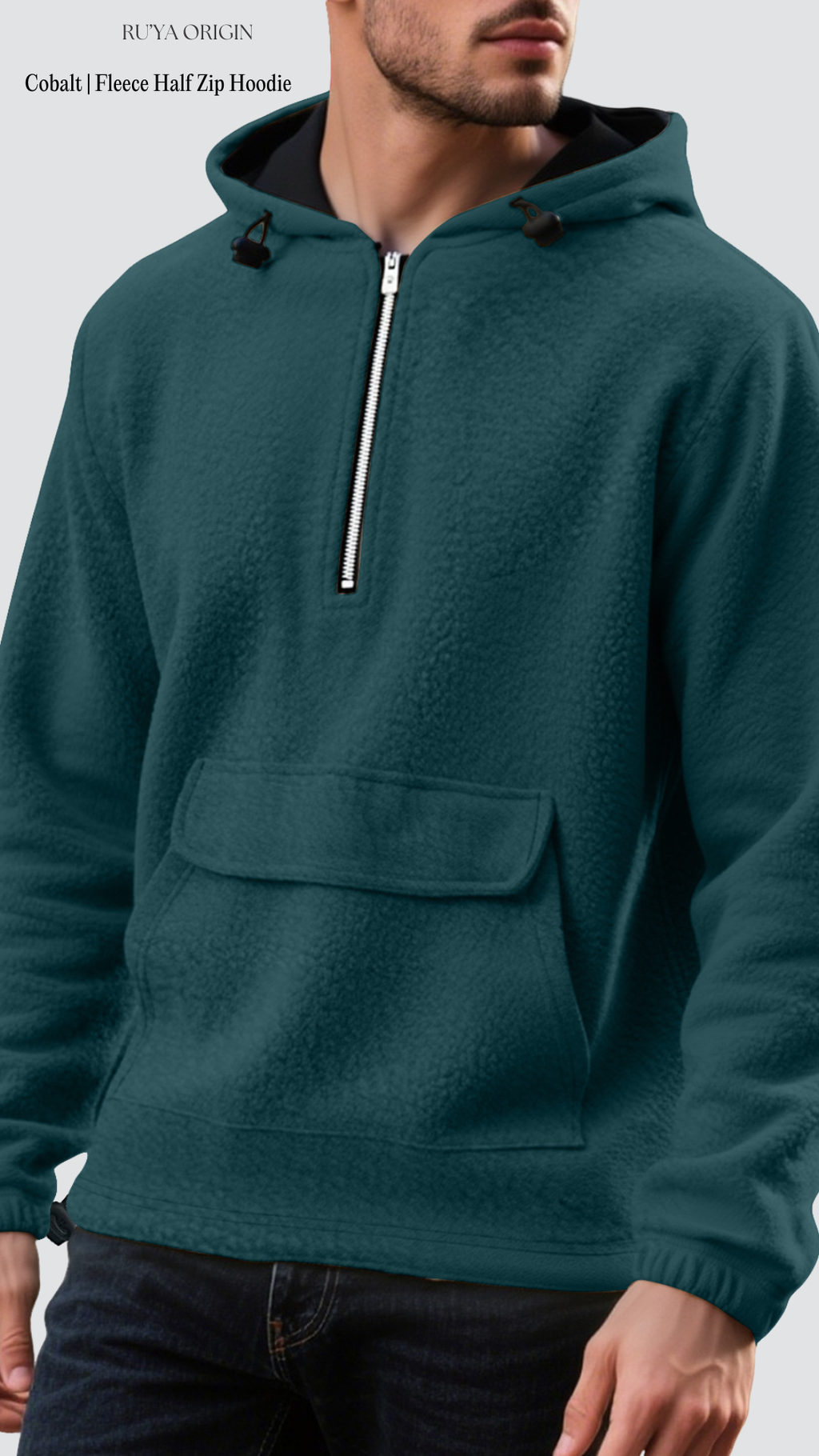 Fleece Half Zip Hoodie - Noir