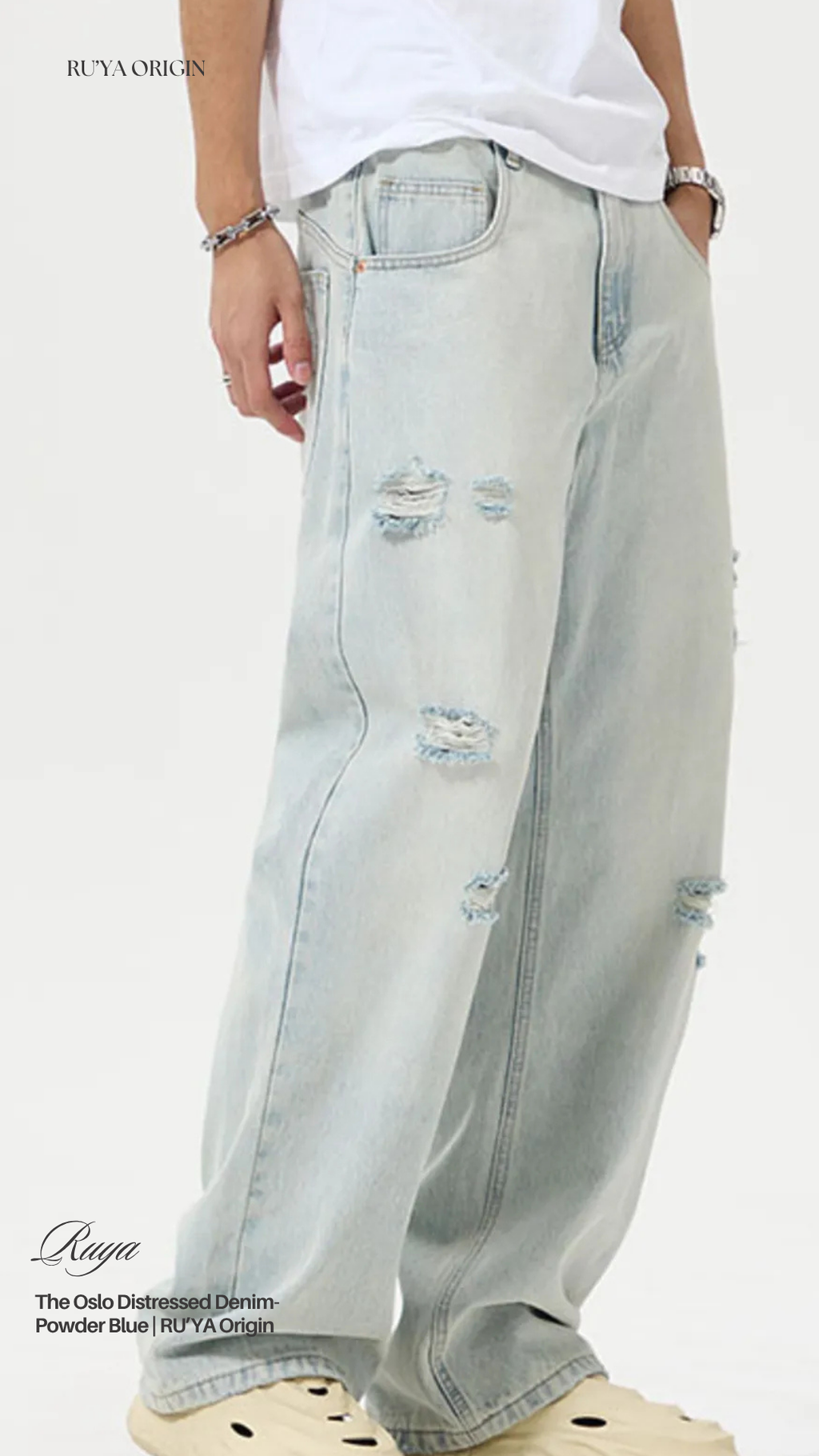 The Oslo Distressed Denim - Powder Blue