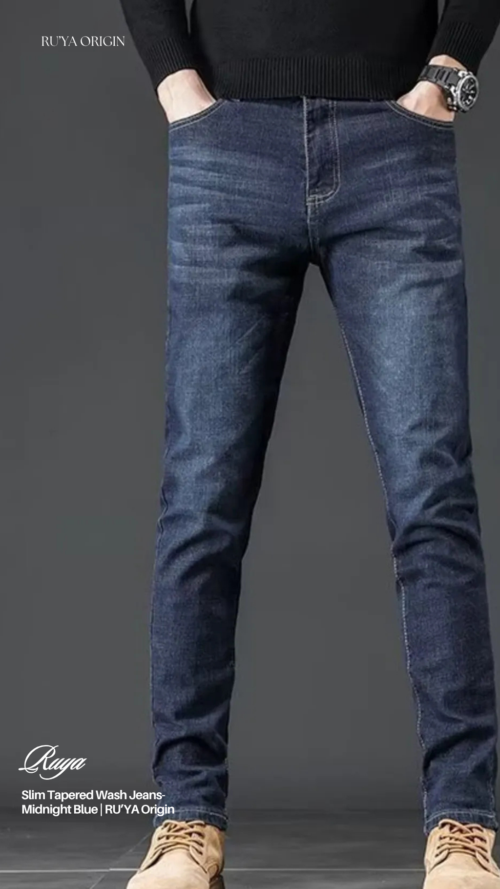 Slim Tapered Wash Jeans- Noir