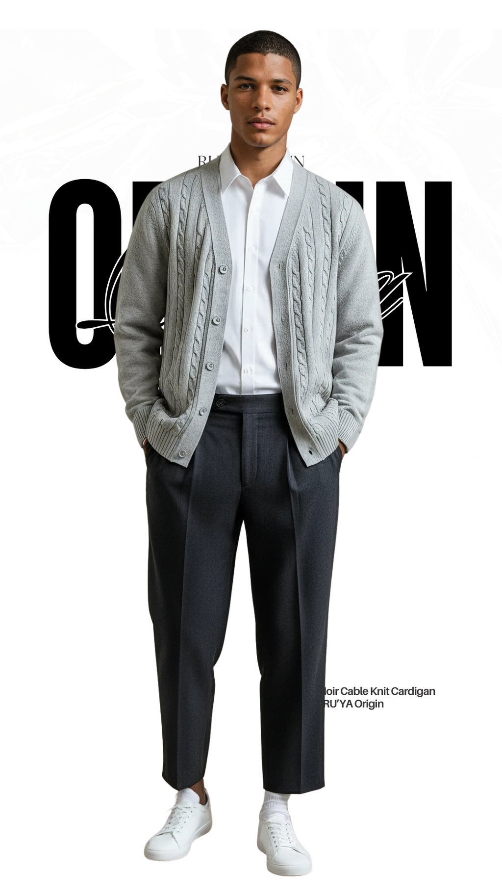 Cable Knit Mareno Cardigan - Soft Grey