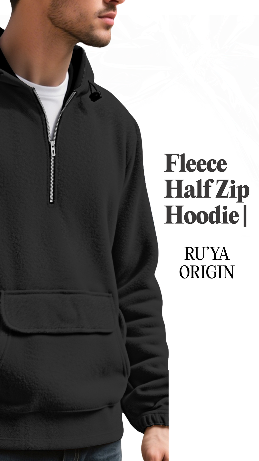 Fleece Half Zip Hoodie - Noir