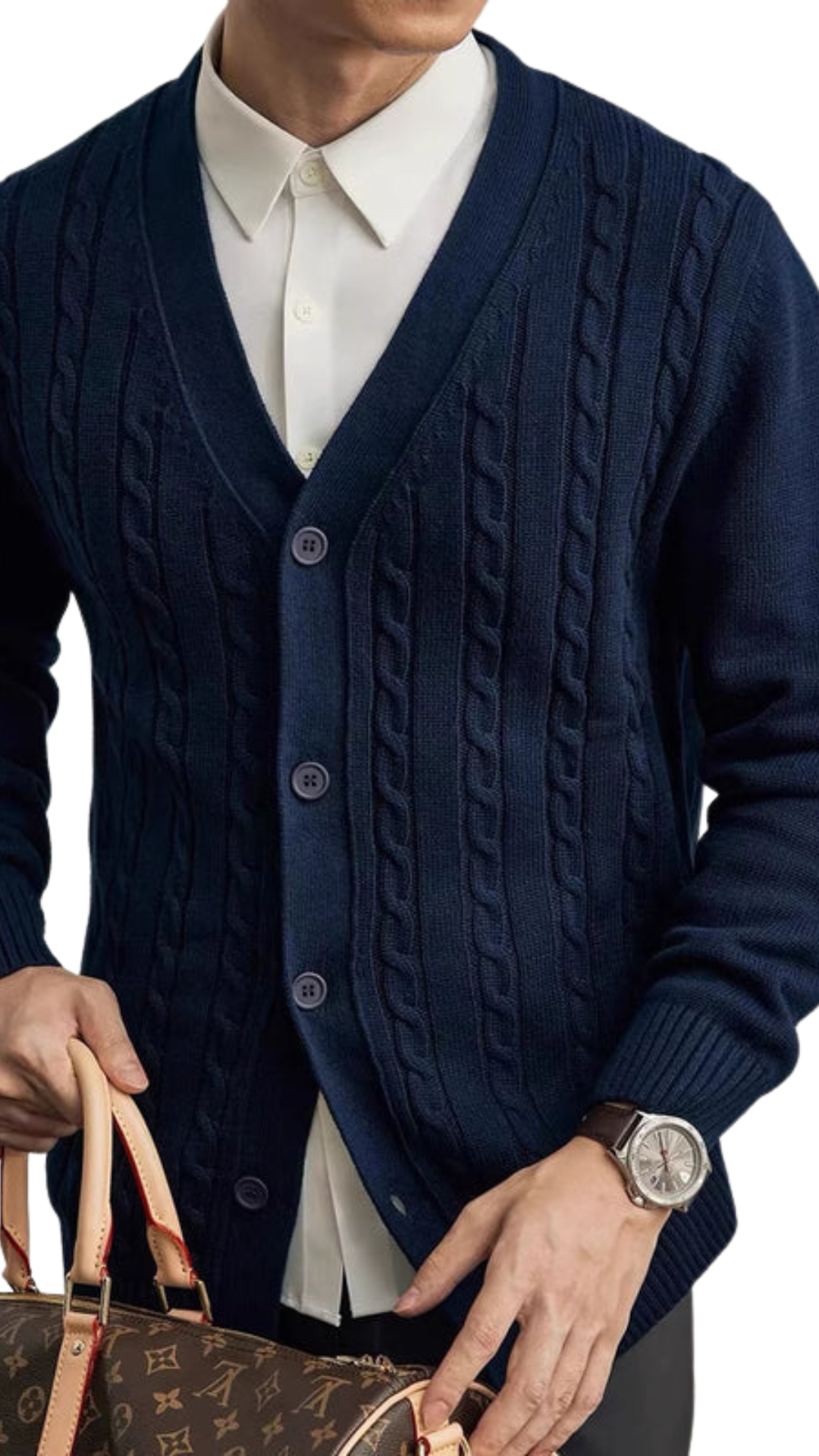 Cable Knit Mareno Cardigan - Midnight