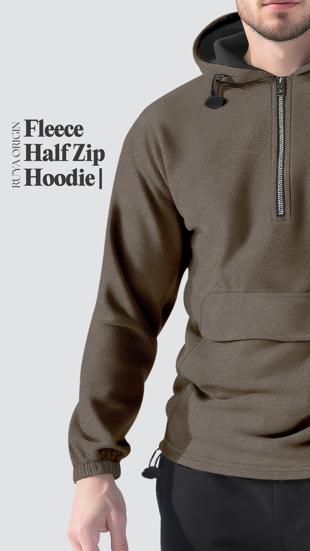 Fleece Half Zip Hoodie - Noir