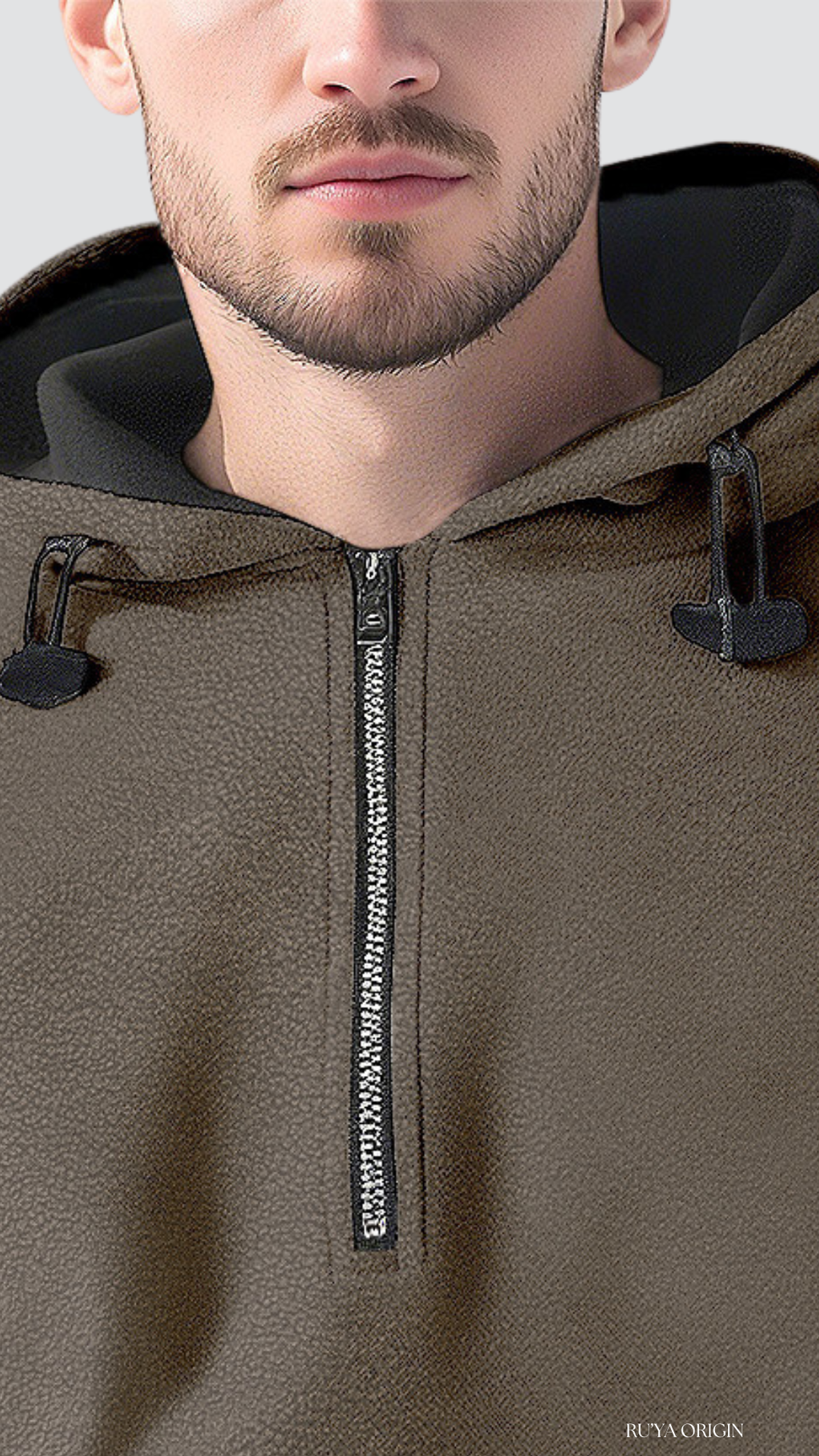 Fleece Half Zip Hoodie - Noir