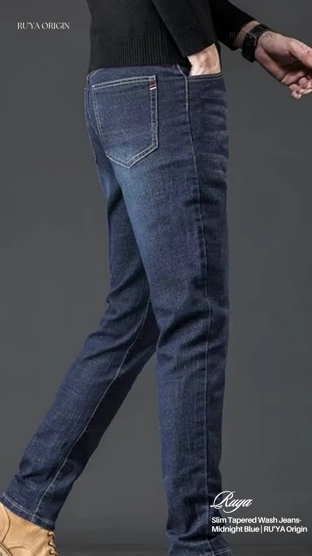 Slim Tapered Wash Jeans- Noir