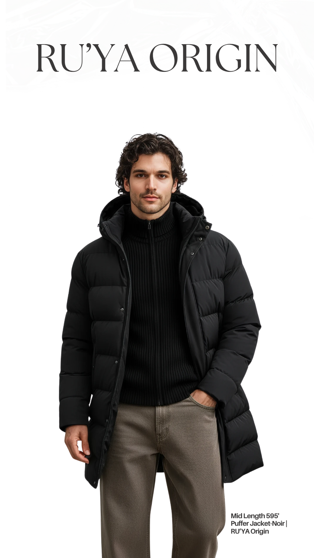 Mid Length 595' Puffer Jacket - Pearl White