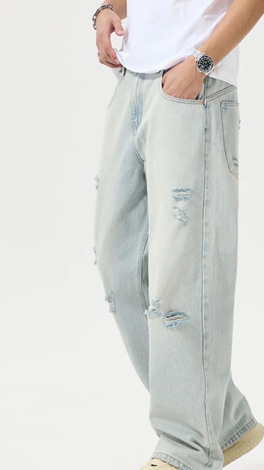 The Oslo Distressed Denim - Powder Blue