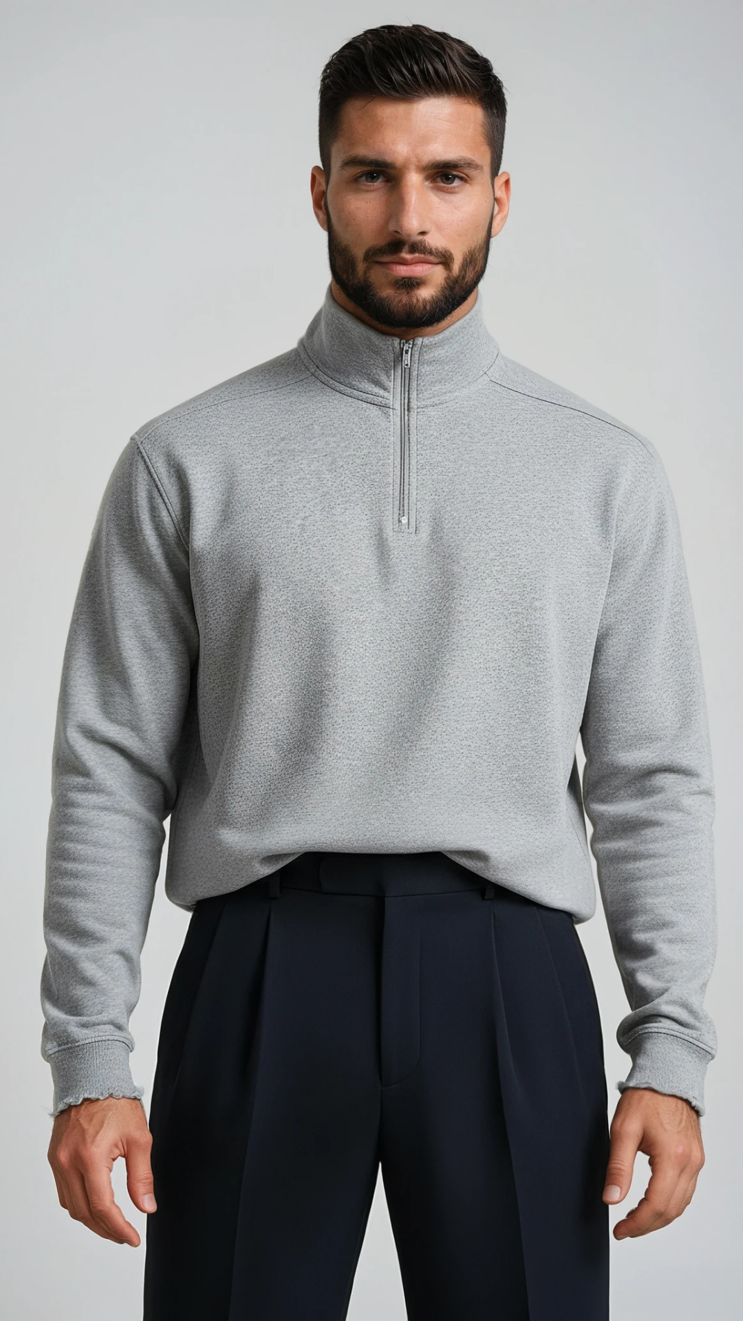 The Mason Half Zip Fleece - Flower Grey