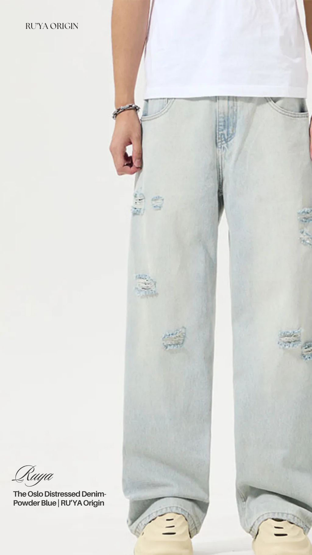 The Oslo Distressed Denim - Powder Blue