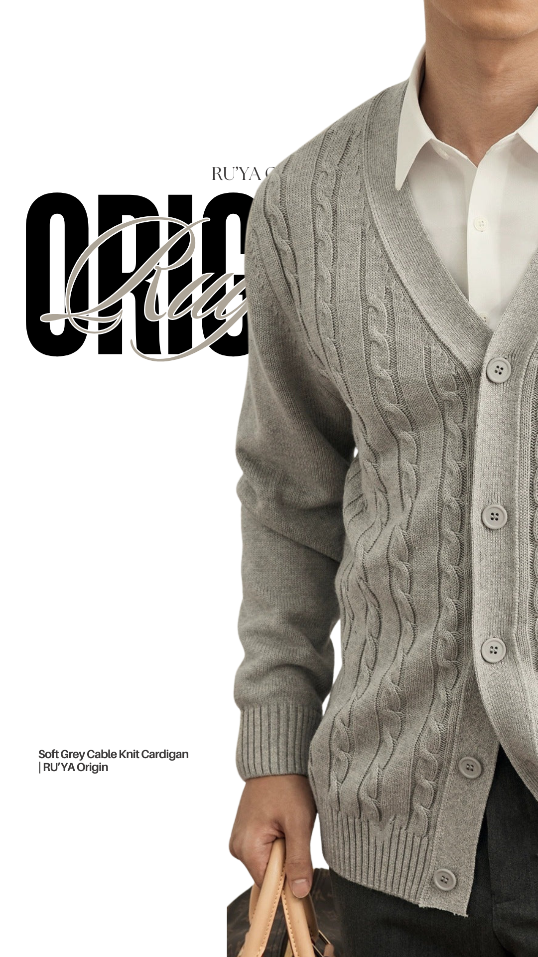Cable Knit Mareno Cardigan - Soft Grey