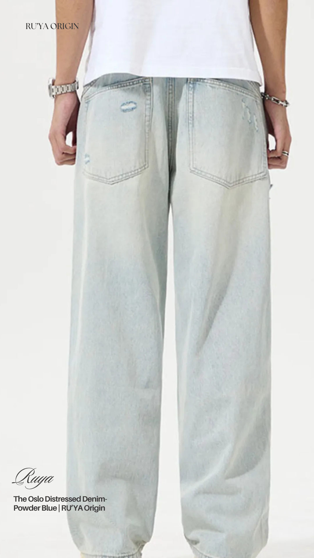 The Oslo Distressed Denim - Powder Blue