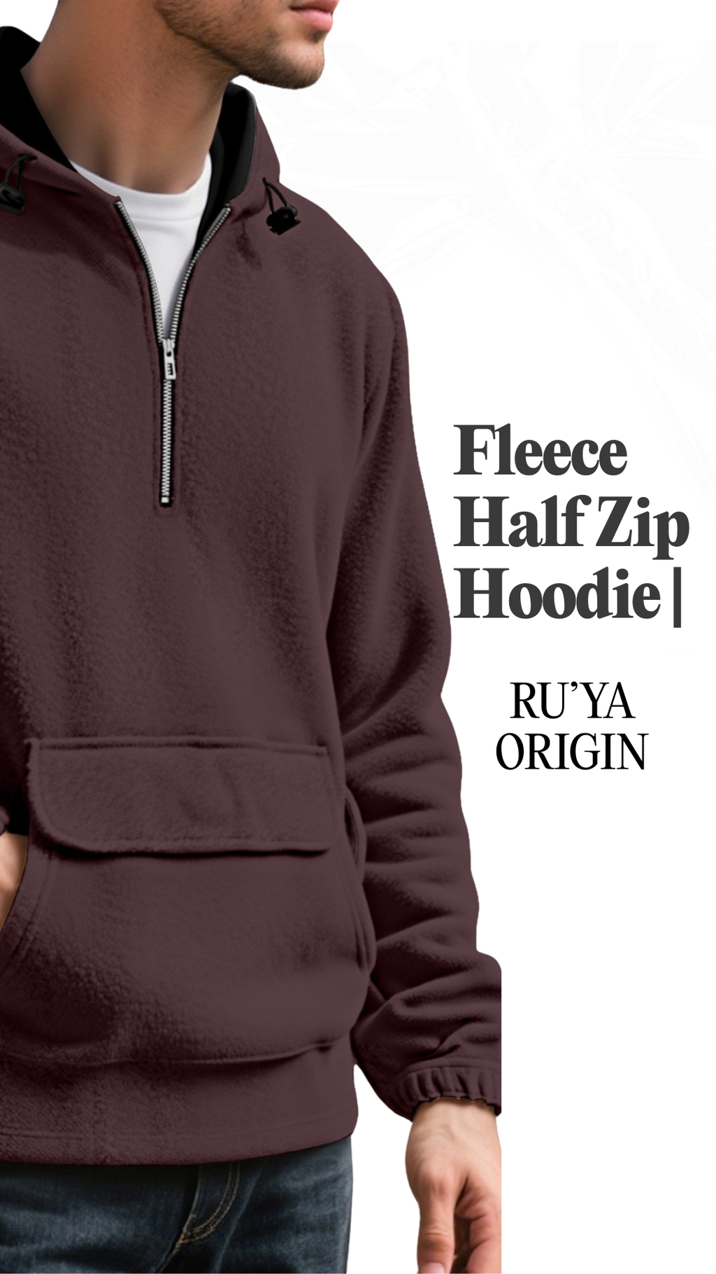 Fleece Half Zip Hoodie - Noir