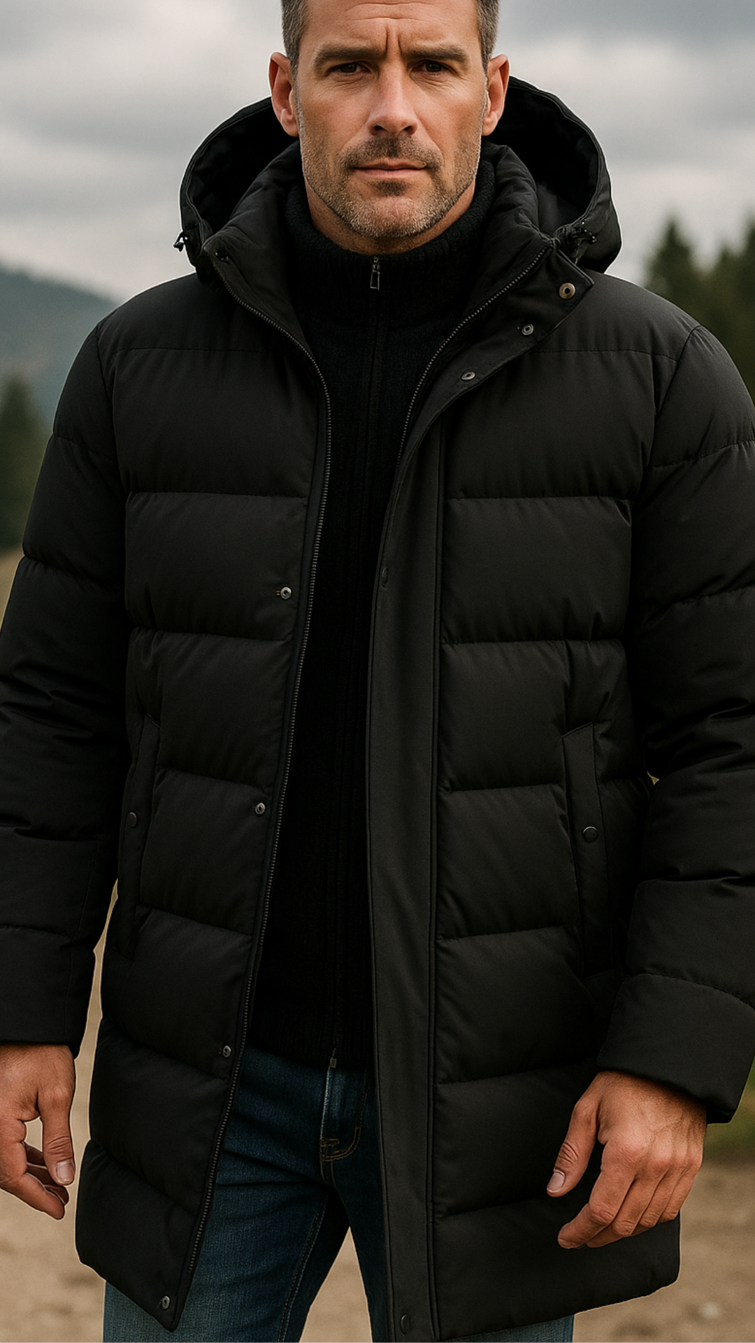 Mid Length 595' Puffer Jacket - Noir