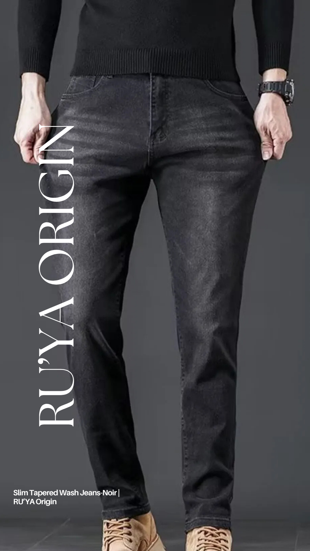 Slim Tapered Wash Jeans- Noir