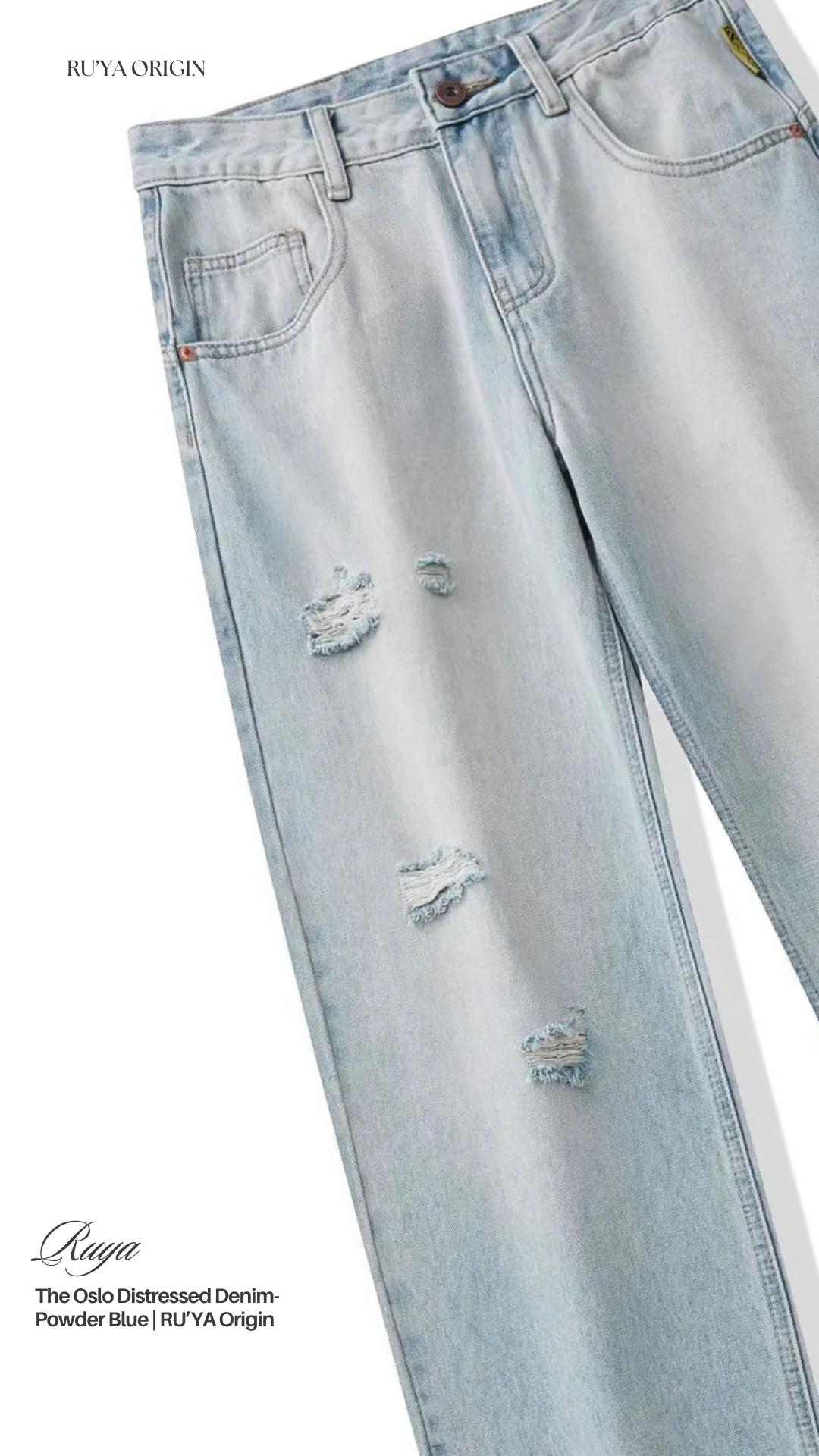 The Oslo Distressed Denim - Powder Blue