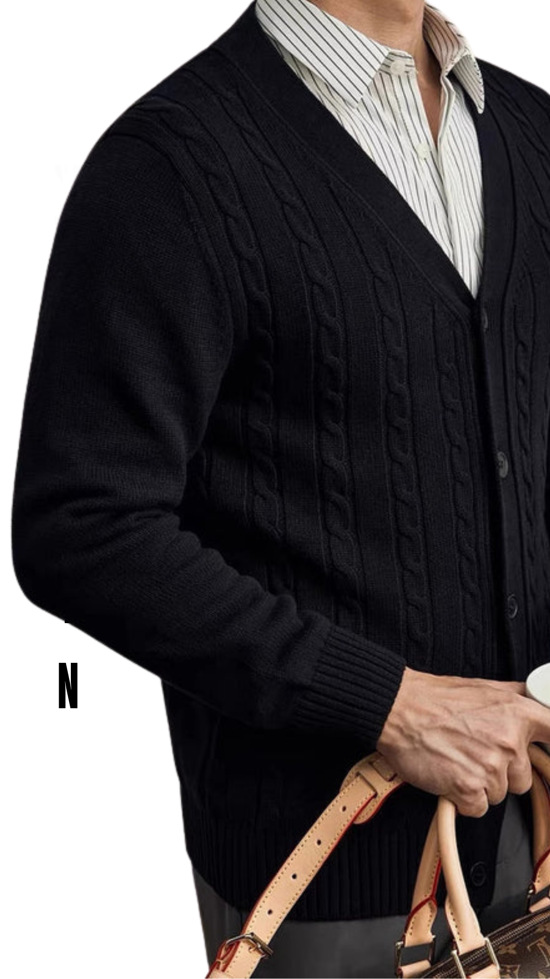 Cable Knit Mareno Cardigan - Soft Grey