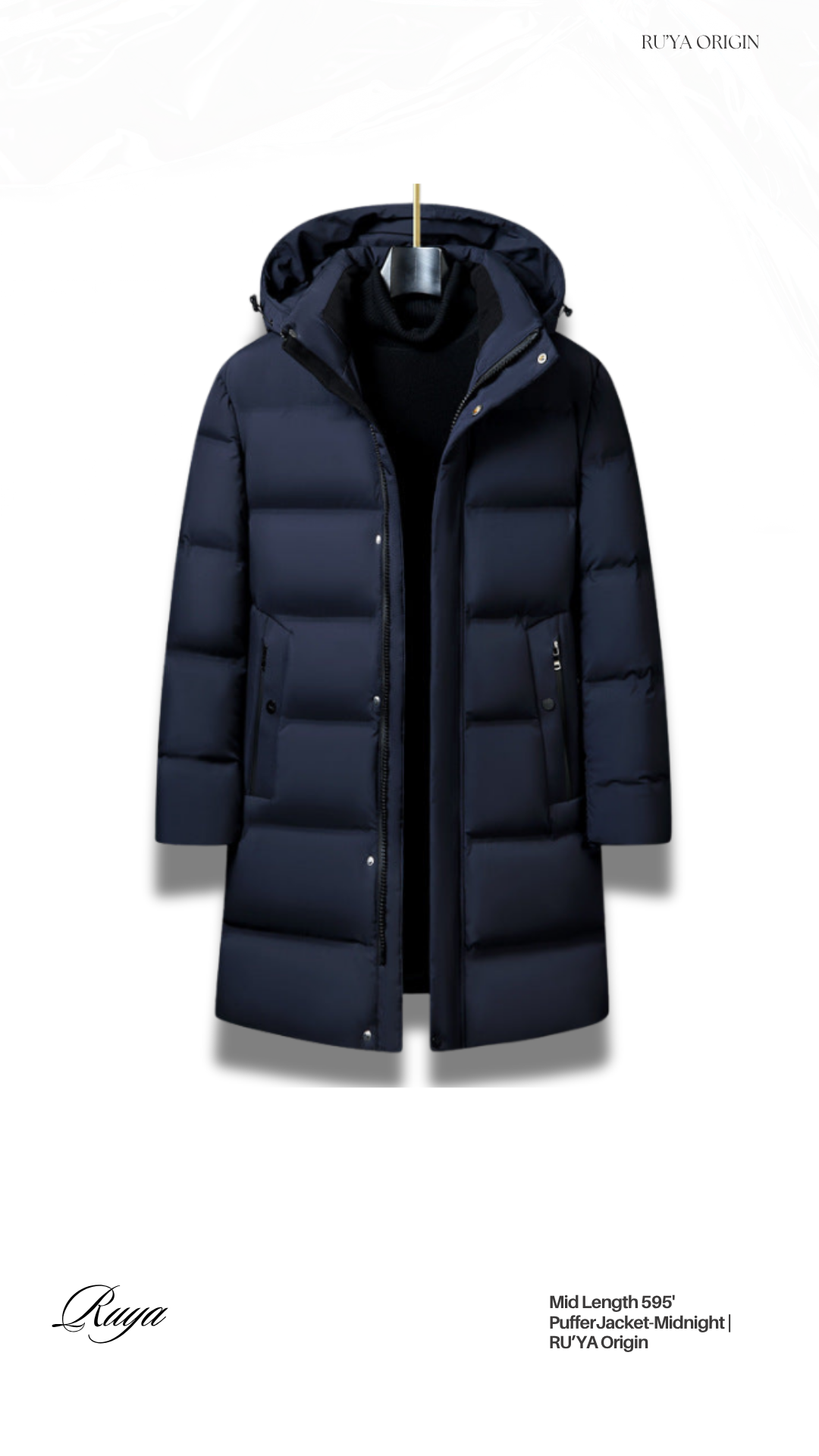 Mid Length 595' Puffer Jacket - Pearl White