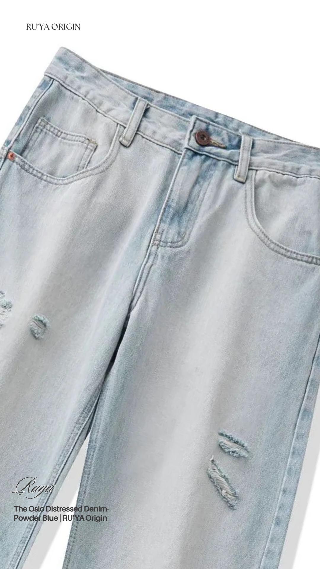 The Oslo Distressed Denim - Powder Blue