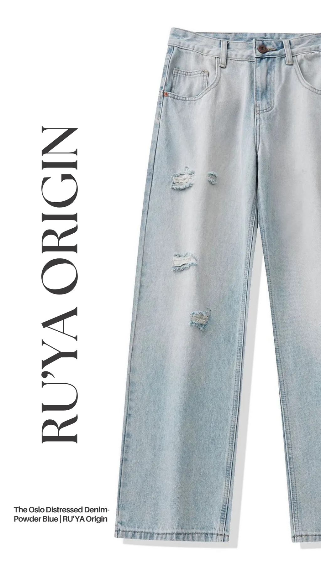 The Oslo Distressed Denim - Powder Blue