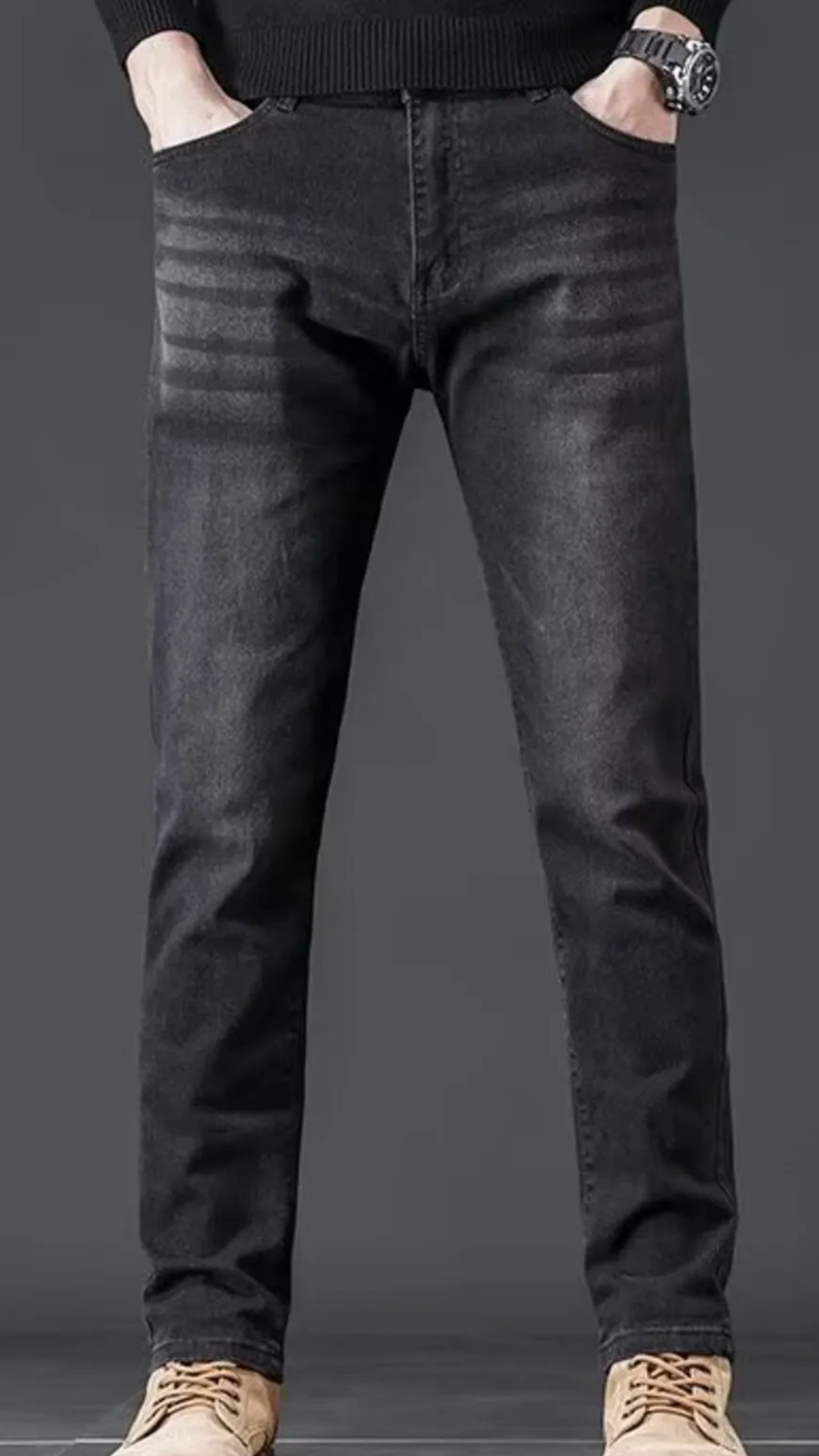 Slim Tapered Wash Jeans- Noir