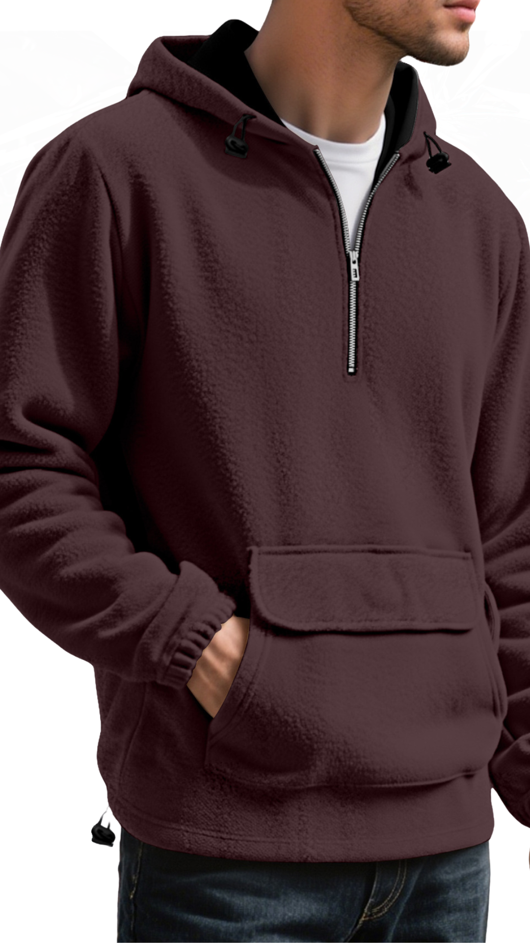 Fleece Half Zip Hoodie - Ash