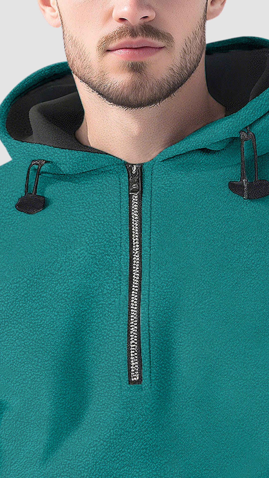 Fleece Half Zip Hoodie - Ash