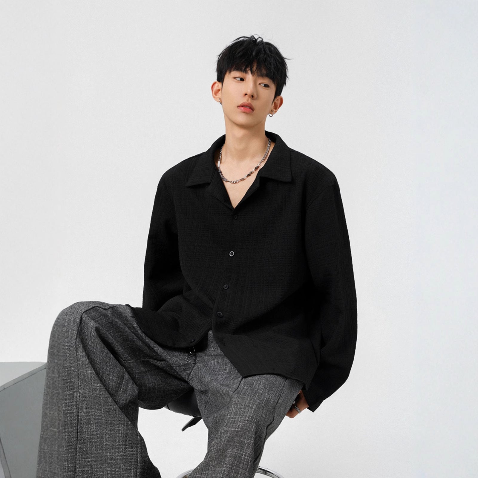 The Lior Shirt Jacquard Shirt - Noir