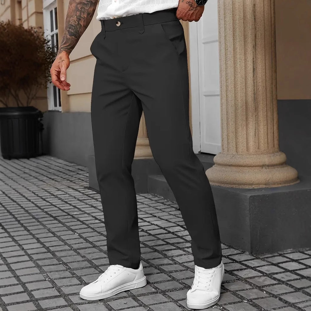 Men's Solid Color Business Trousers Casual Versatile Trousers