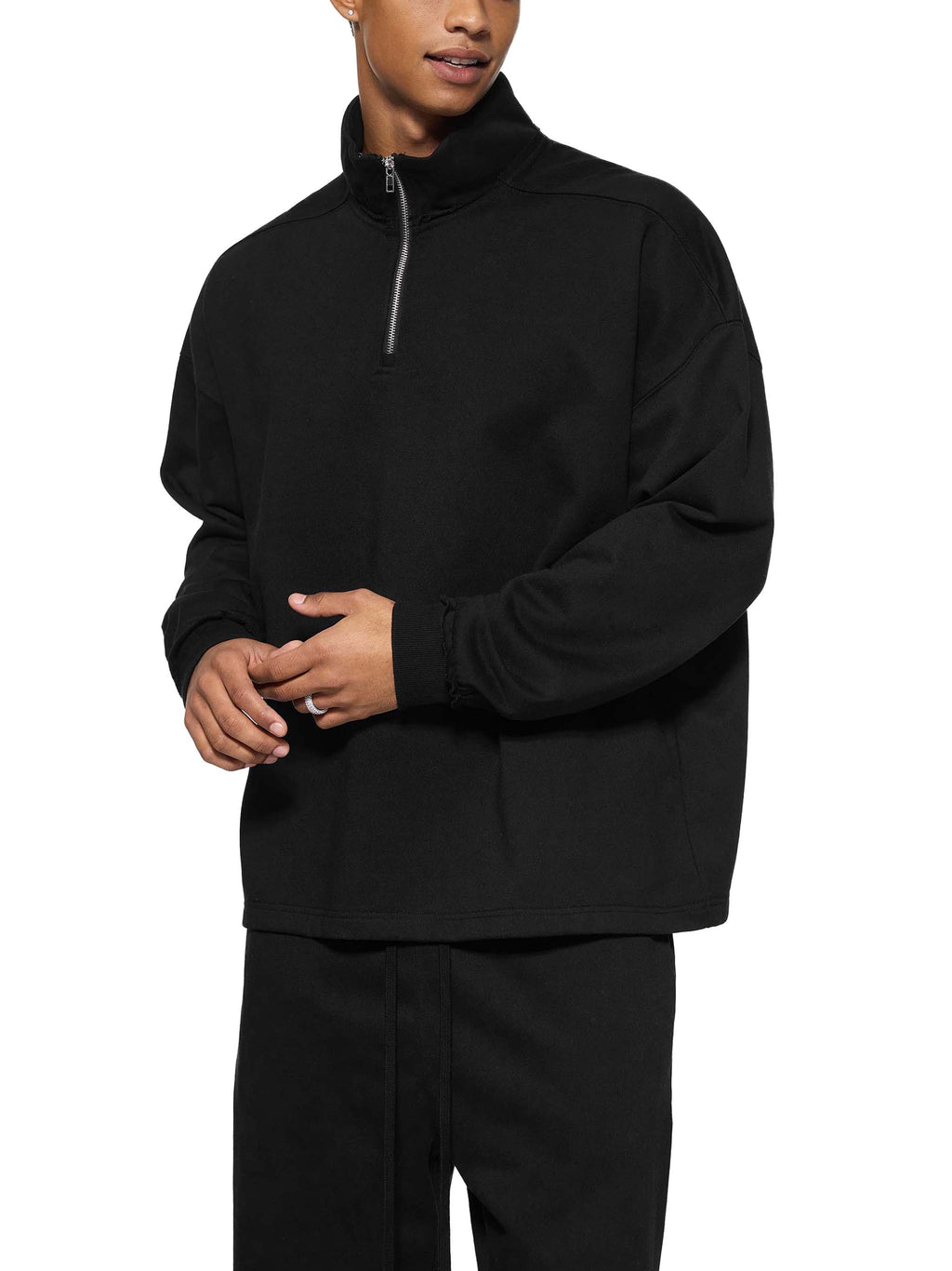 The Mason Half Zip Fleece - Noir