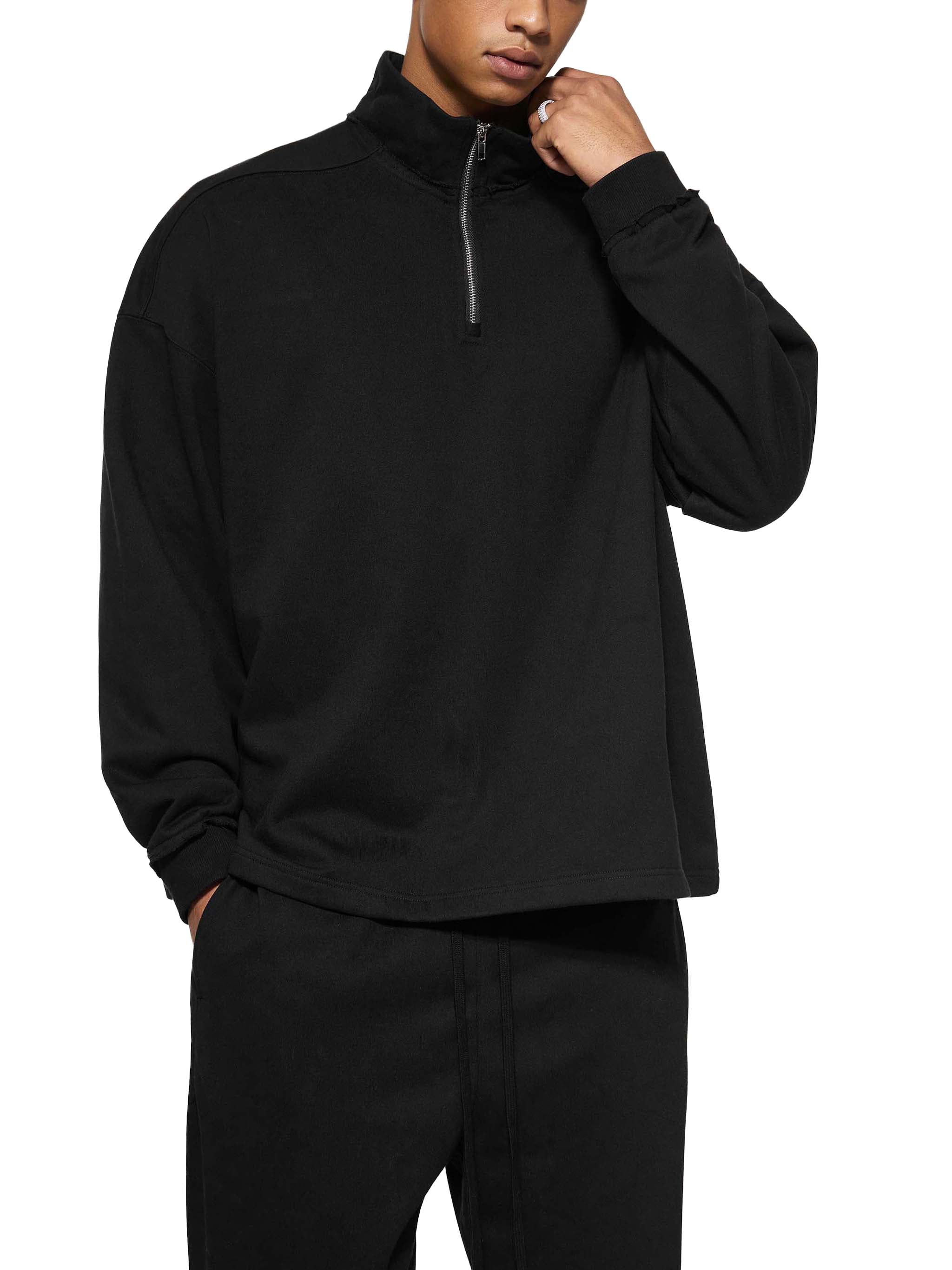 The Mason Half Zip Fleece - Noir
