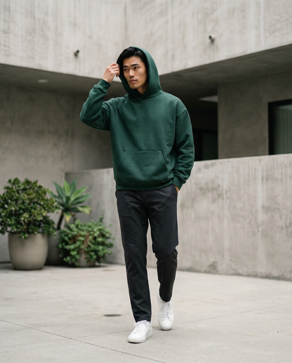 The Lennox Hoodie - Blackish Green