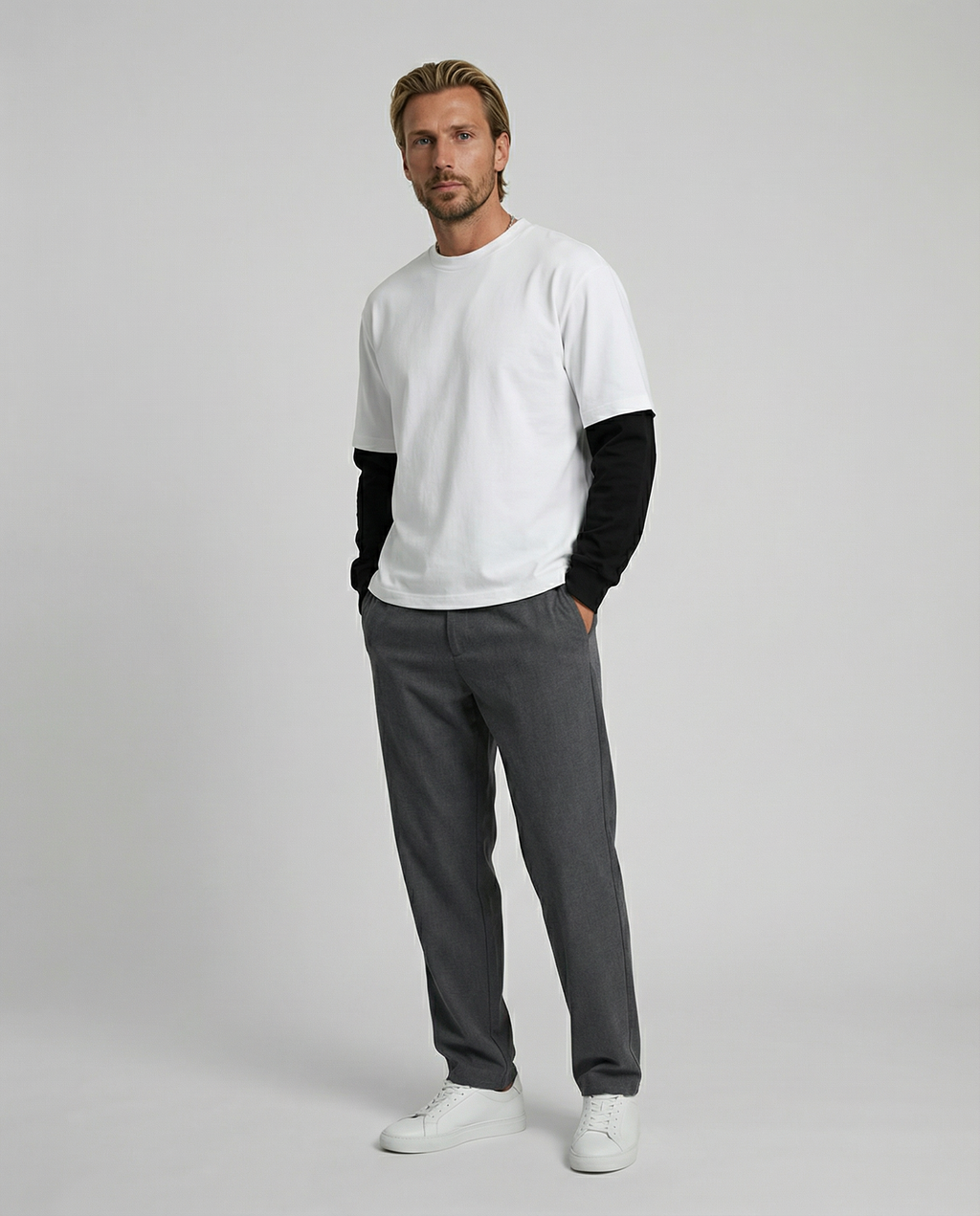 The Mercer Layered Top-White & Black