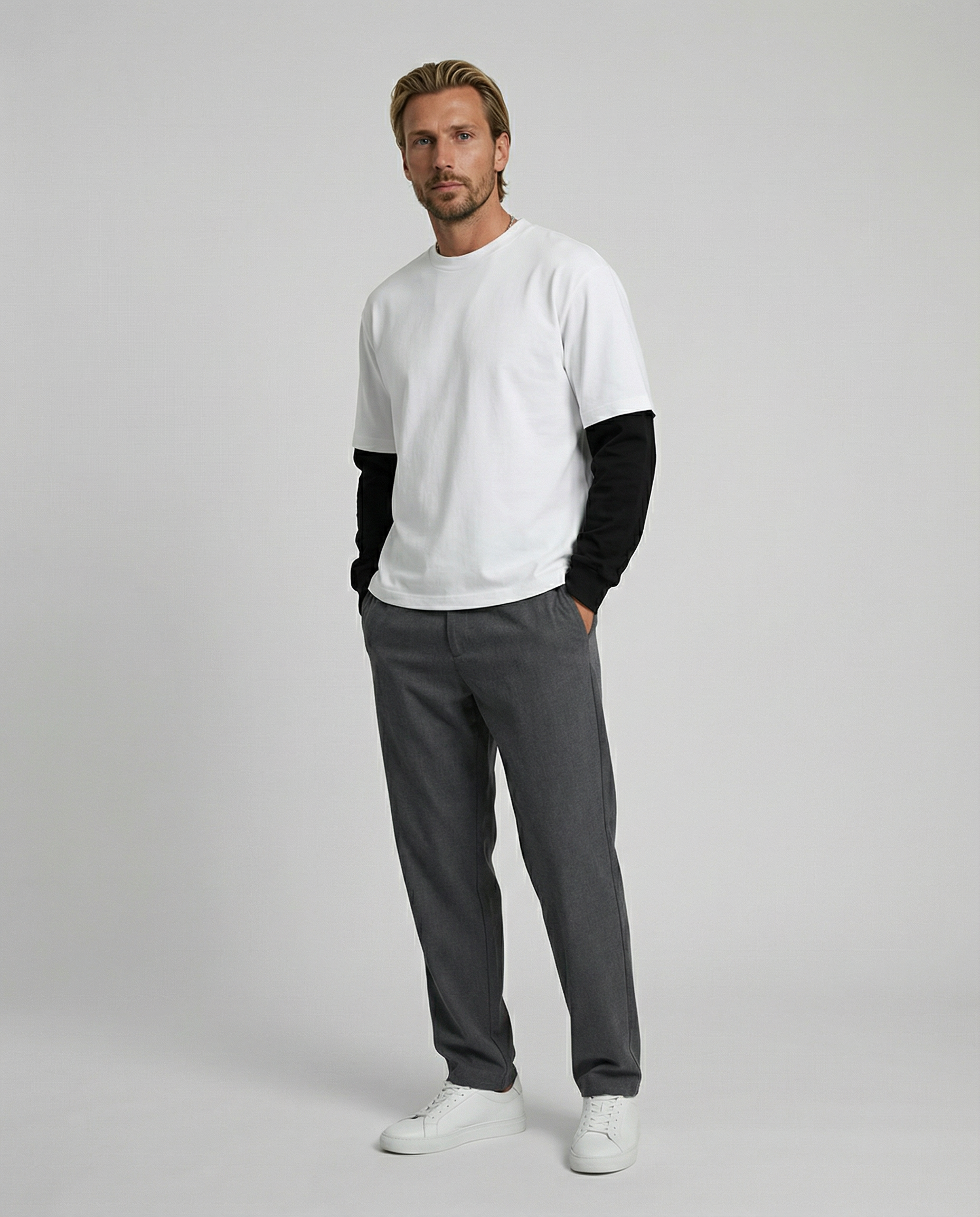 The Mercer Layered Top-White & Black