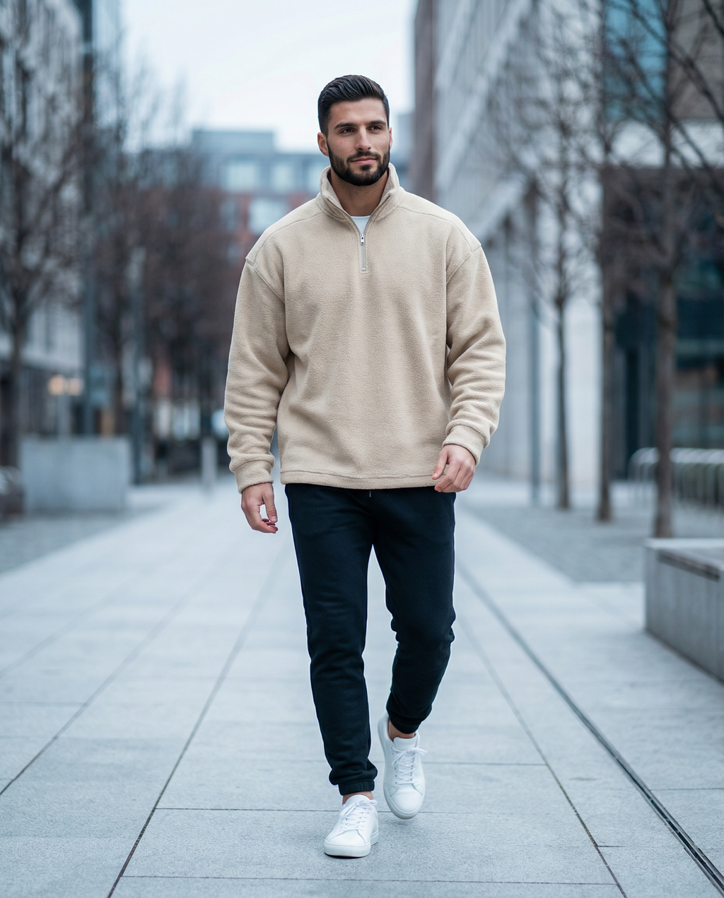 The Mason Half Zip Fleece - Beige