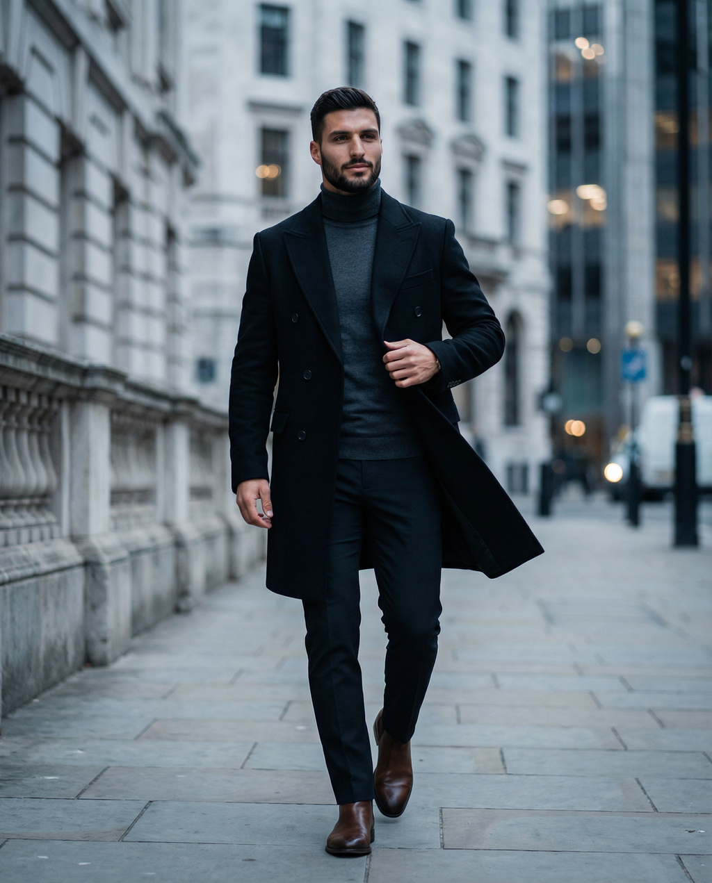 The Harrington Double Breast Coat - Noir